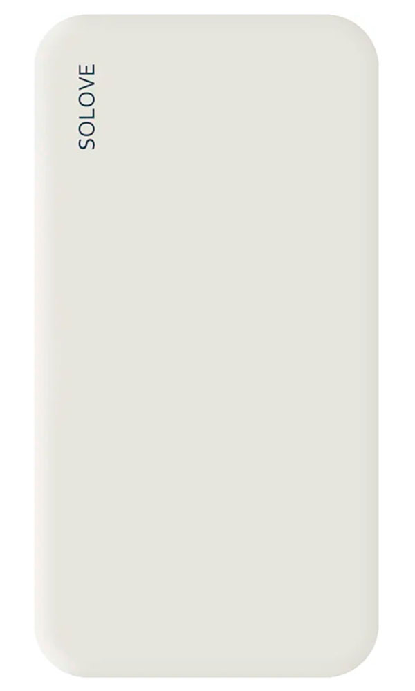 Внешний аккумулятор Solove Power Bank 10000 mAh, Type-C с 2 x USB выходом, кожаный чехол (001M+ White RUS) русская версия, белый