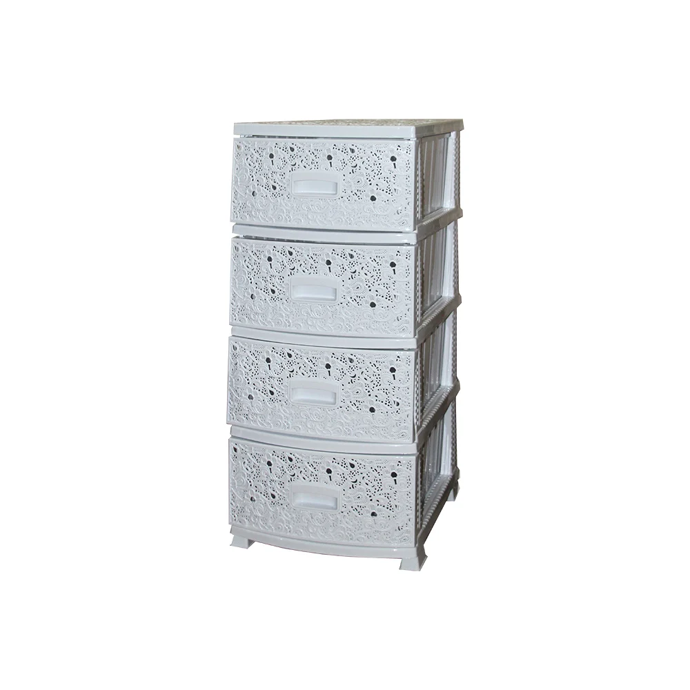 Комод РОССПЛАСТ ДЕКОР 4 ярус АЖУР белый В95*Ш38*Г47 527767