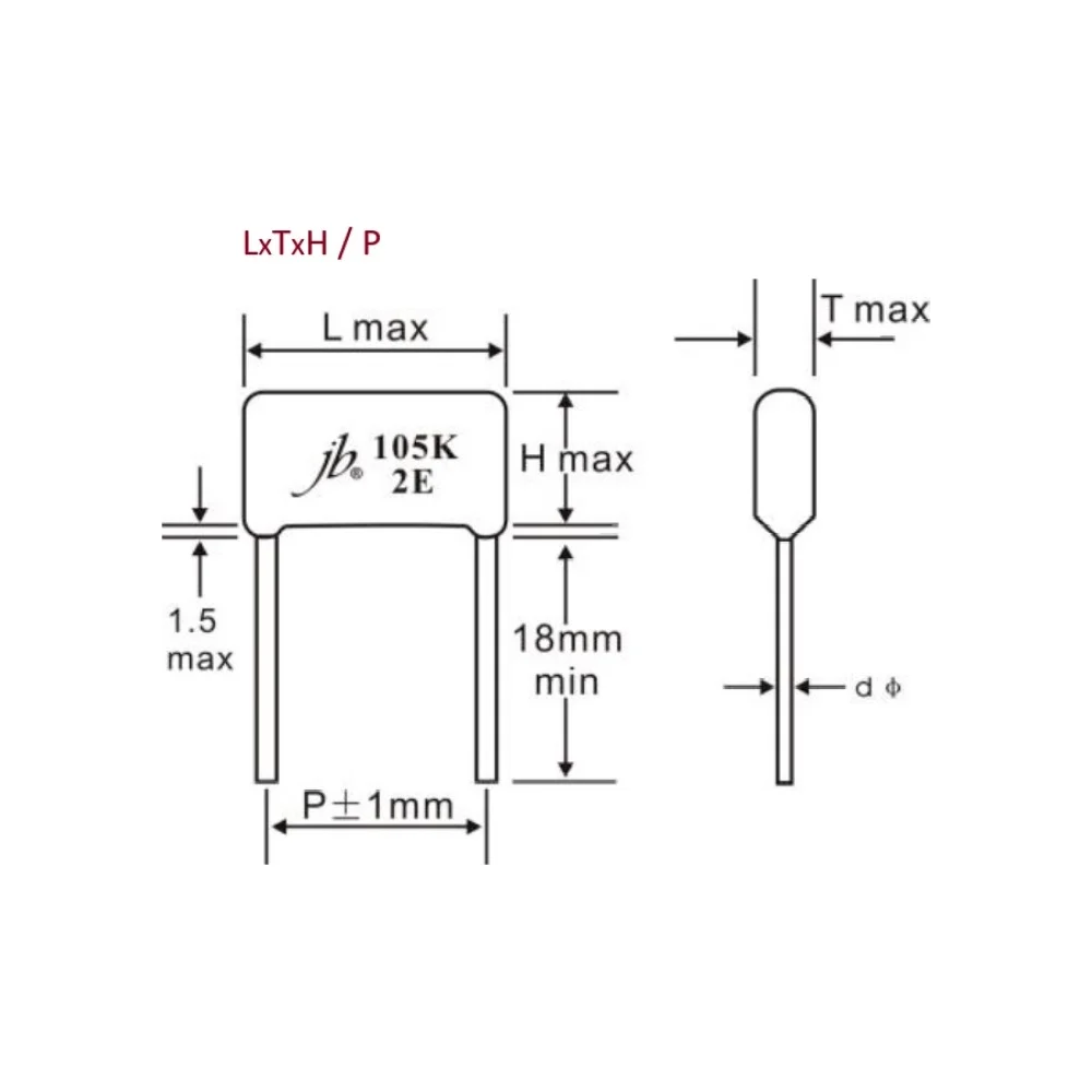 Металлопленочный конденастор JB Capacitors JFB02E225K200000B-125