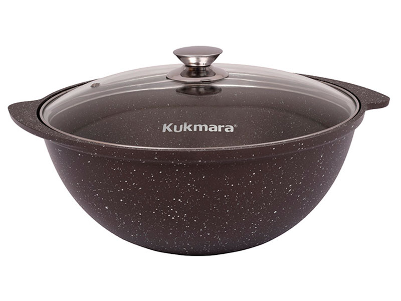 Казан для плова Kukmara 4.5 л, со стеклянной крышкой, кофейный мрамор (кмк47а)