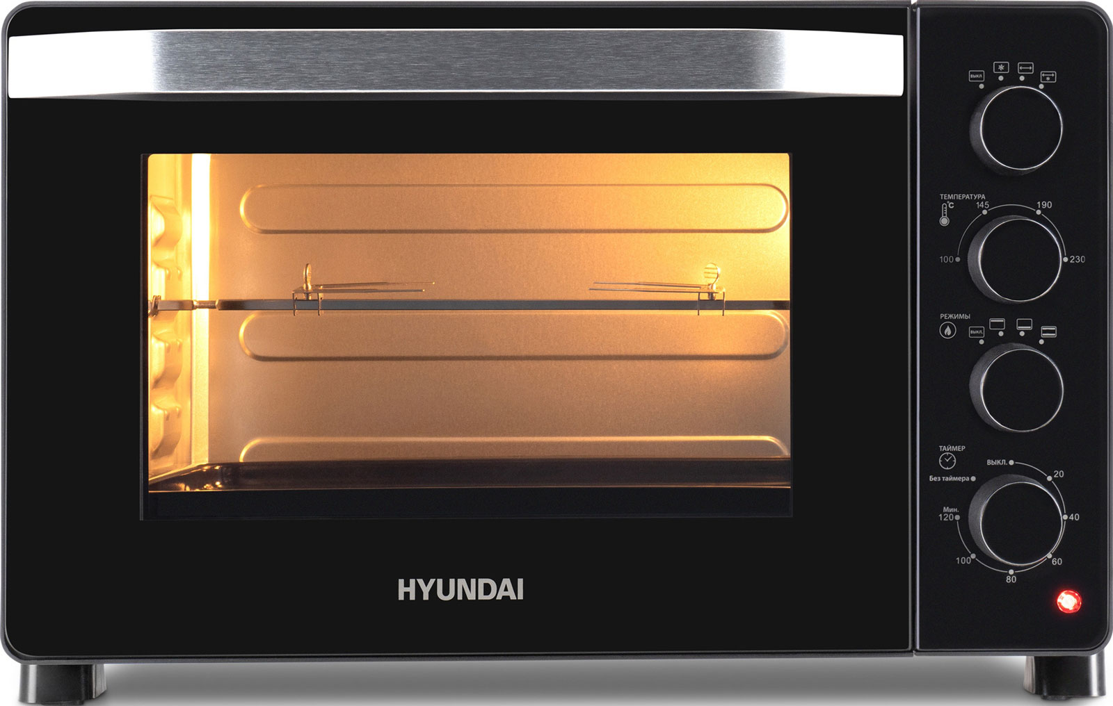 Мини-печь Hyundai MIO-HY081 38 л., 2000 Вт, серебристый/черный