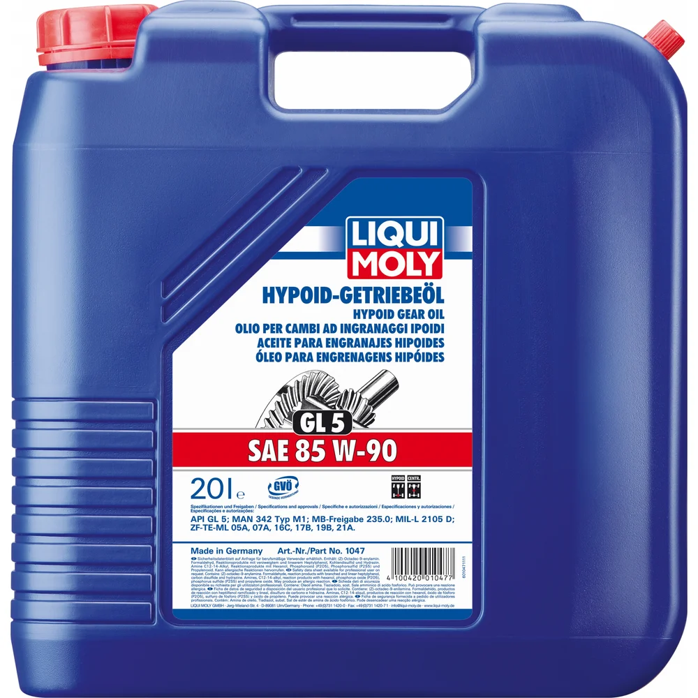 Минеральное трансмиссионное масло LIQUI MOLY Hypoid-Getrieb. 85W-90 GL-5 1047