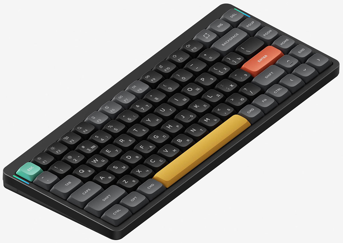 Беспроводная механическая клавиатура Nuphy QMK, AIR75v2, Basalt Black, RGB, Hot Swap, Cowberry Switch (AIR75v2-BB-24)