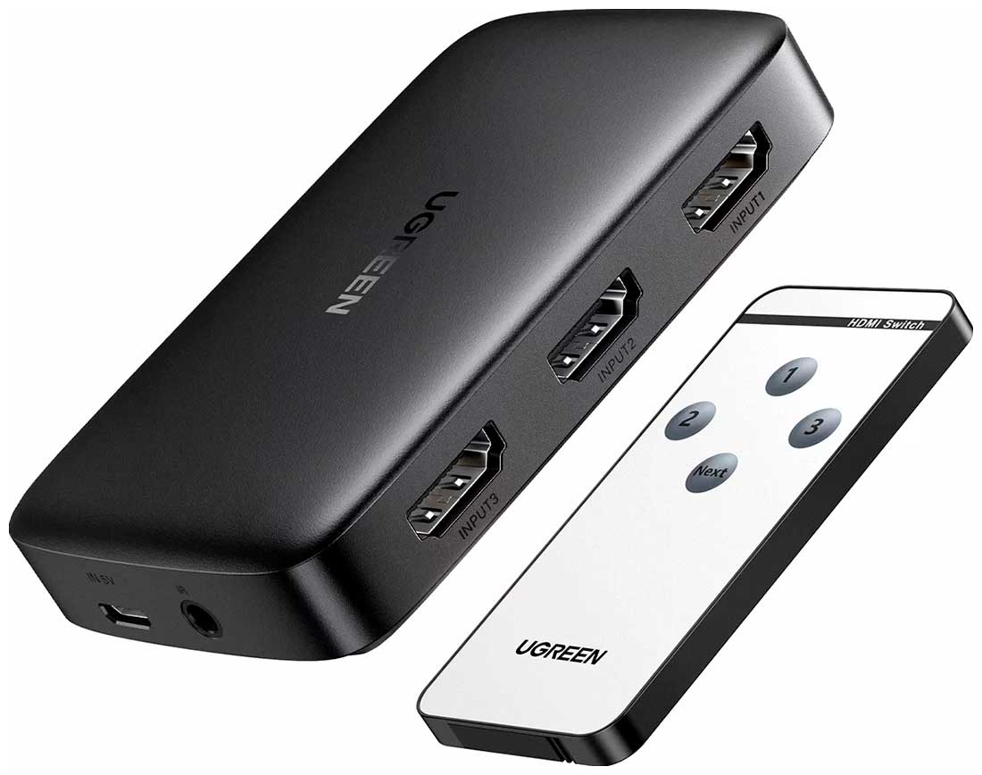 Переключатель  Ugreen 3xHDMI 1.4, 4K, с пультом дистанционного управления (80125)
