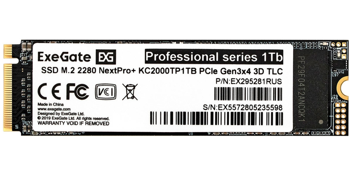 SSD накопитель ExeGate M.2 2280 1Tb NextPro+ KC2000TP1TB PCIe (EX295281RUS)