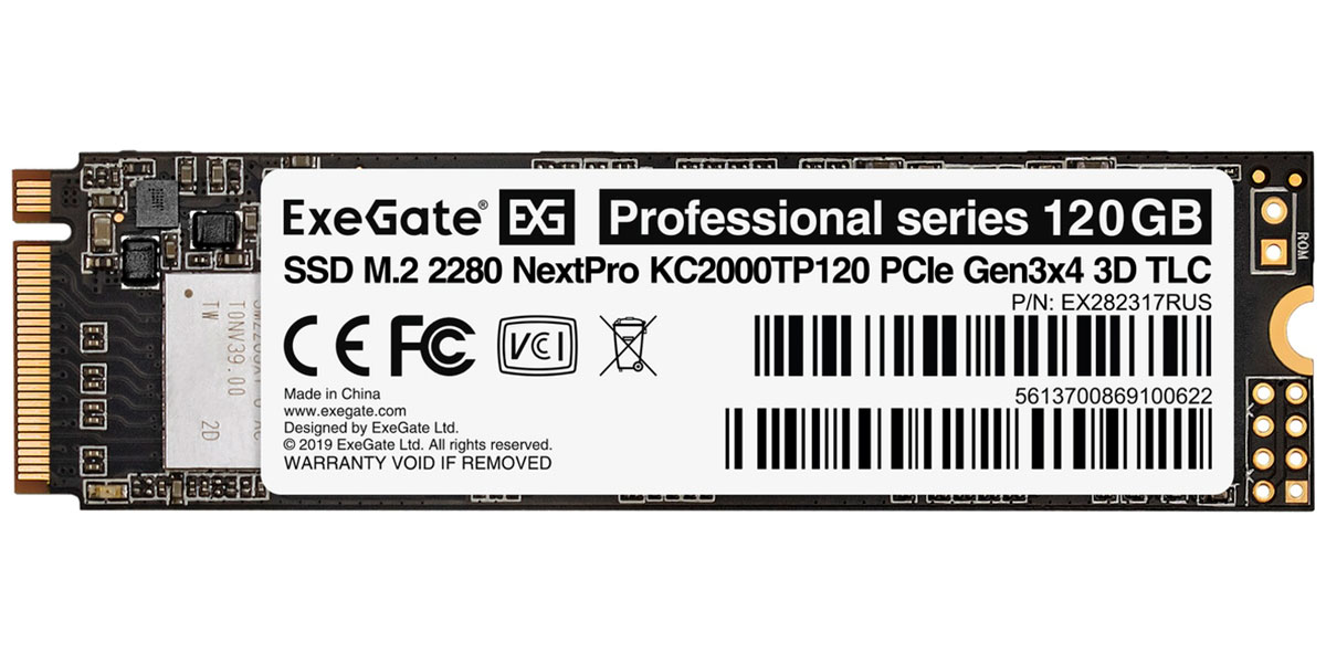 SSD накопитель ExeGate M.2 2280 120GB NextPro KC2000TP120 PCIe (EX282317RUS)