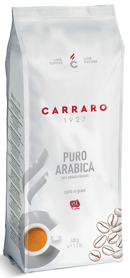 Кофе зерновой Carraro Arabica 100% 0.5кг