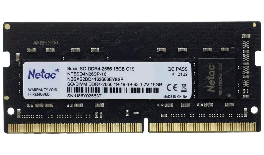 Оперативная память Netac SO-DIMM DDR4 16GB 2666MHz (NTBSD4N26SP-16)