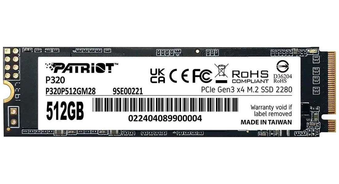 SSD накопитель Patriot Memory M.2 512GB P320 (P320P512GM28)