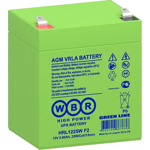 Аккумуляторная батарея WBR HRL1225W F2 для ИБП, 12В, 5.8Ач [hrl1225w f2 wbr]