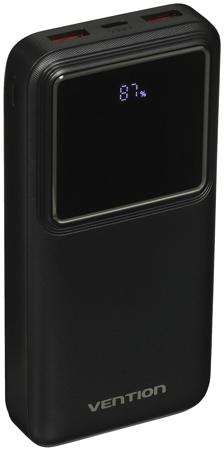 Внешний аккумулятор Vention 20000mAh, M/C-A/A, 22.5W, черный, с LED дисплеем (FHLB0)