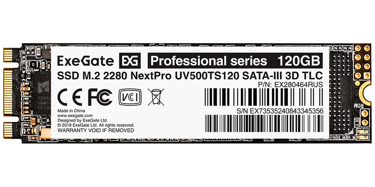 SSD накопитель ExeGate M.2 2280 120GB NextPro UV500TS120 SATA-III (EX280464RUS)