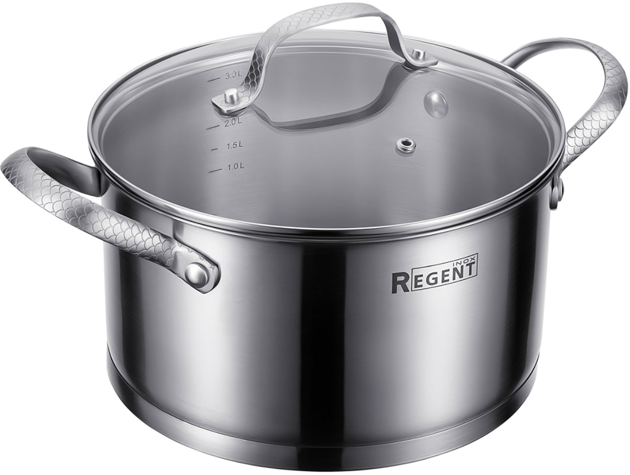 Кастрюля индукционная со стеклянной крышкой Regent Inox Linea Sirena, 3.4 л, металлик (65-0320)