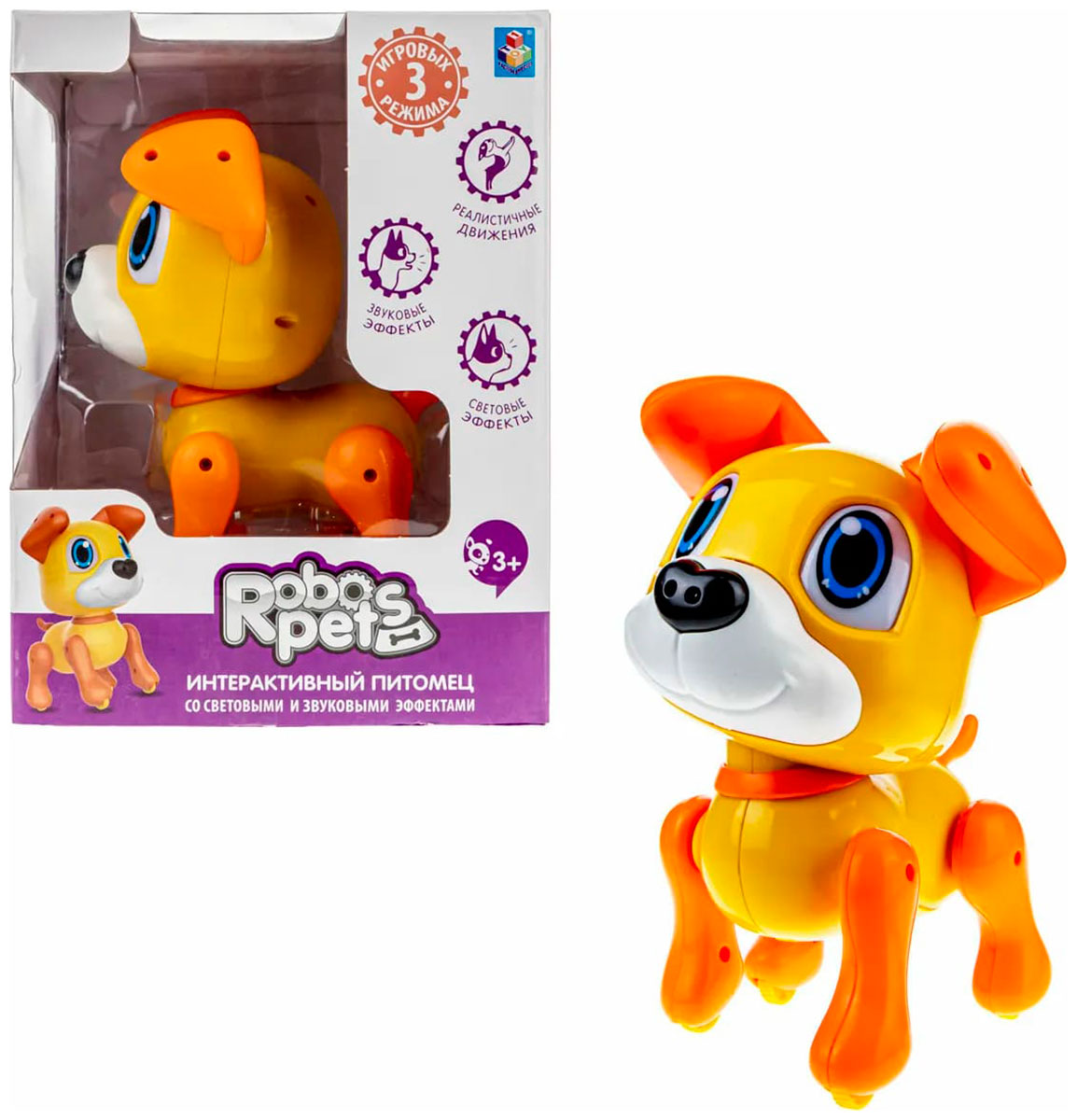 Интерактивная игрушка 1 Toy RoboPets робо-щенок "Ретривер" со световыми звуковыми и эффектами движения Т21089