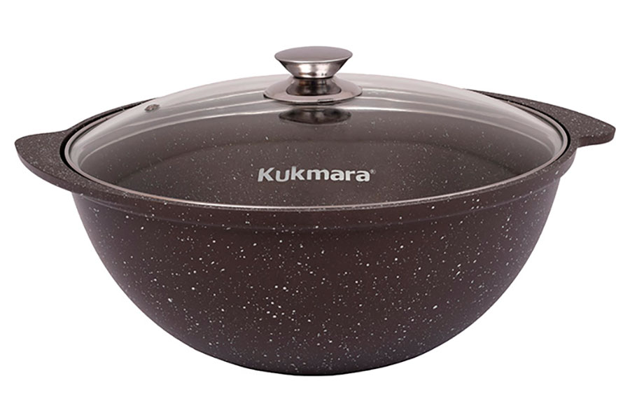 Казан для плова Kukmara 3.5 л, со стеклянной крышкой, кофейный мрамор (кмк37а)