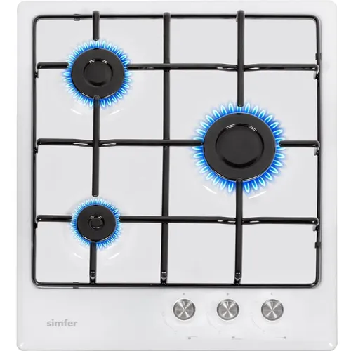 Газовая варочная панель Simfer H45V30W470, 3 конфорки, эмалированная сталь, белый