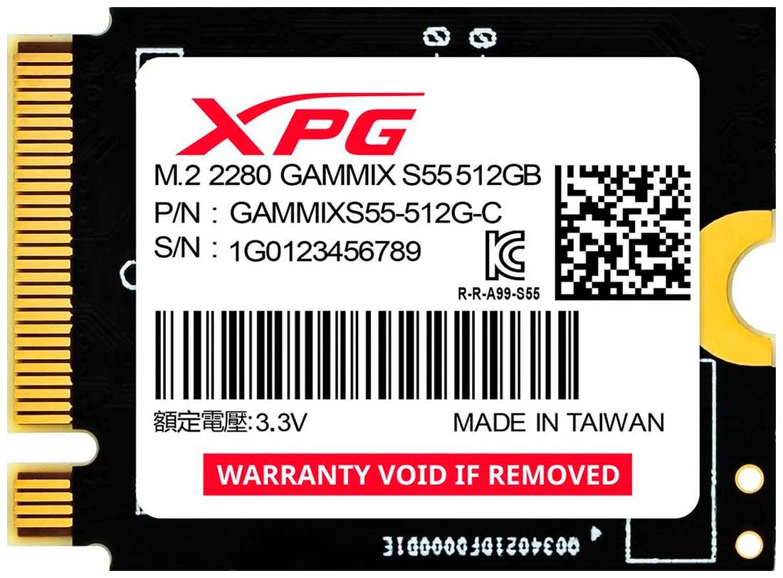 SSD накопитель Adata M.2 512 Гб XPG GAMMIX S55 PCIe 4.0 (SGAMMIXS55-512G-C)