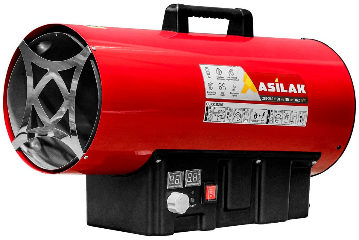 Тепловая пушка газовая Asilak SLG-50000T прямой, 50 кВт, термостат, переносной