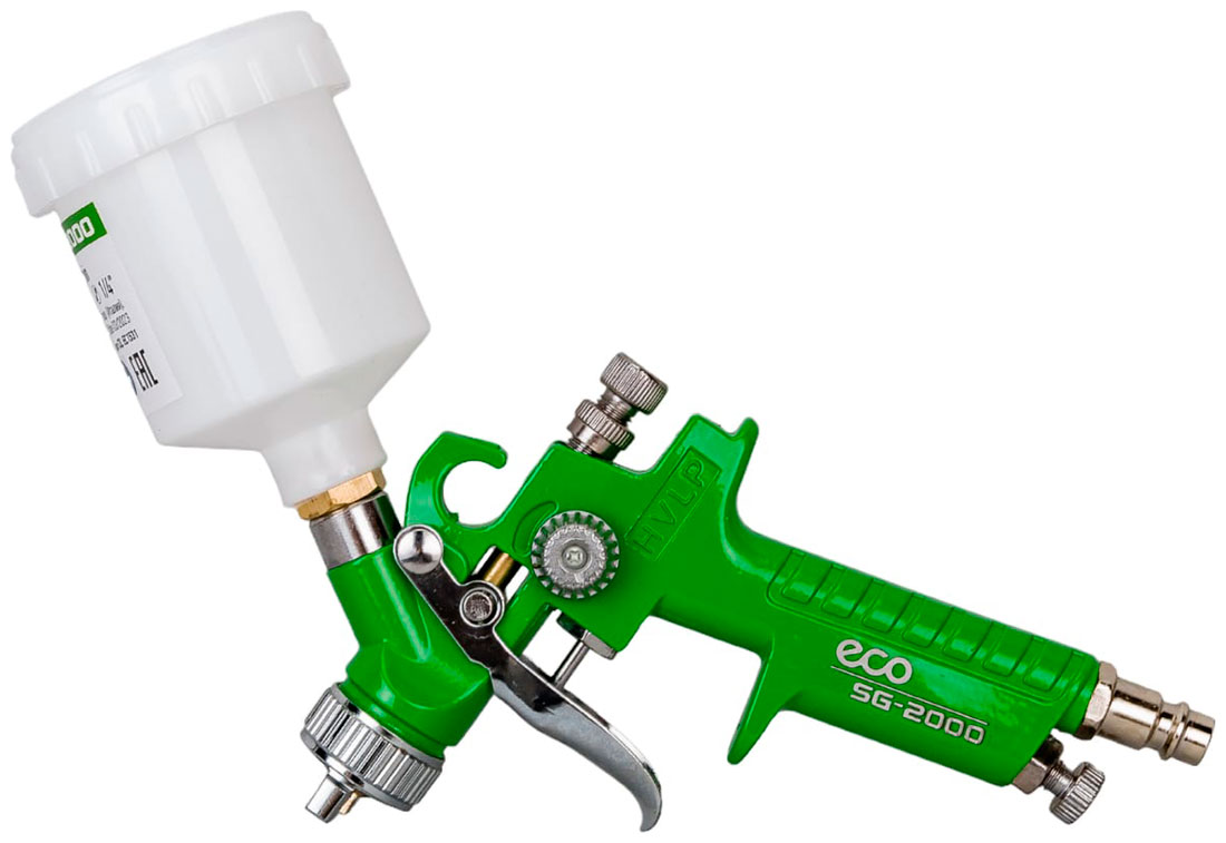 Краскораспылитель  Eco SG-2000 (HVLP, сопло ф 1.0 мм, верхний бак 110 мл) (EC1531-10)