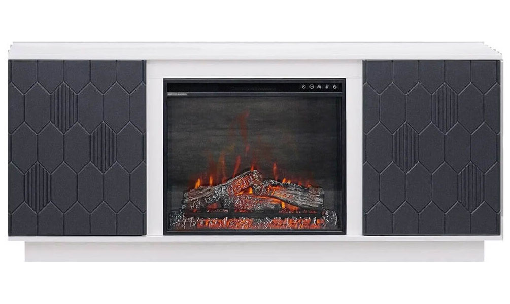 Каминокомплект Elekam Modern TV с очагом Pulsar (F2023), белый/графит
