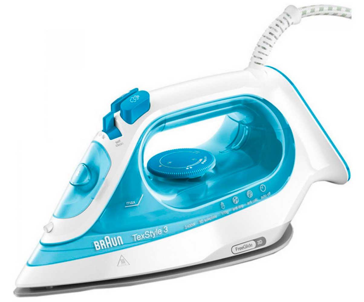 Утюг Braun 12730011-SI3053BL SI, паровой удар 170 г/мин, голубой