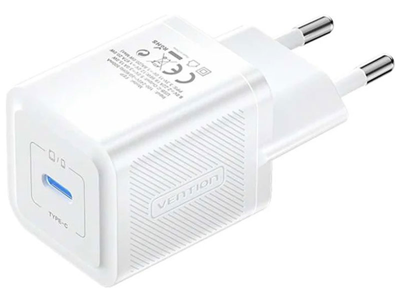 Сетевое зарядное устройство Vention на 1 порт USB С, GaN, 20W, белый (FEPW0-EU)