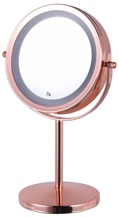 Зеркало двустороннее Hasten x7 увеличением и LED подсветкой HAS1813 (цвет-red gold, LED подсветка 3 уровня)