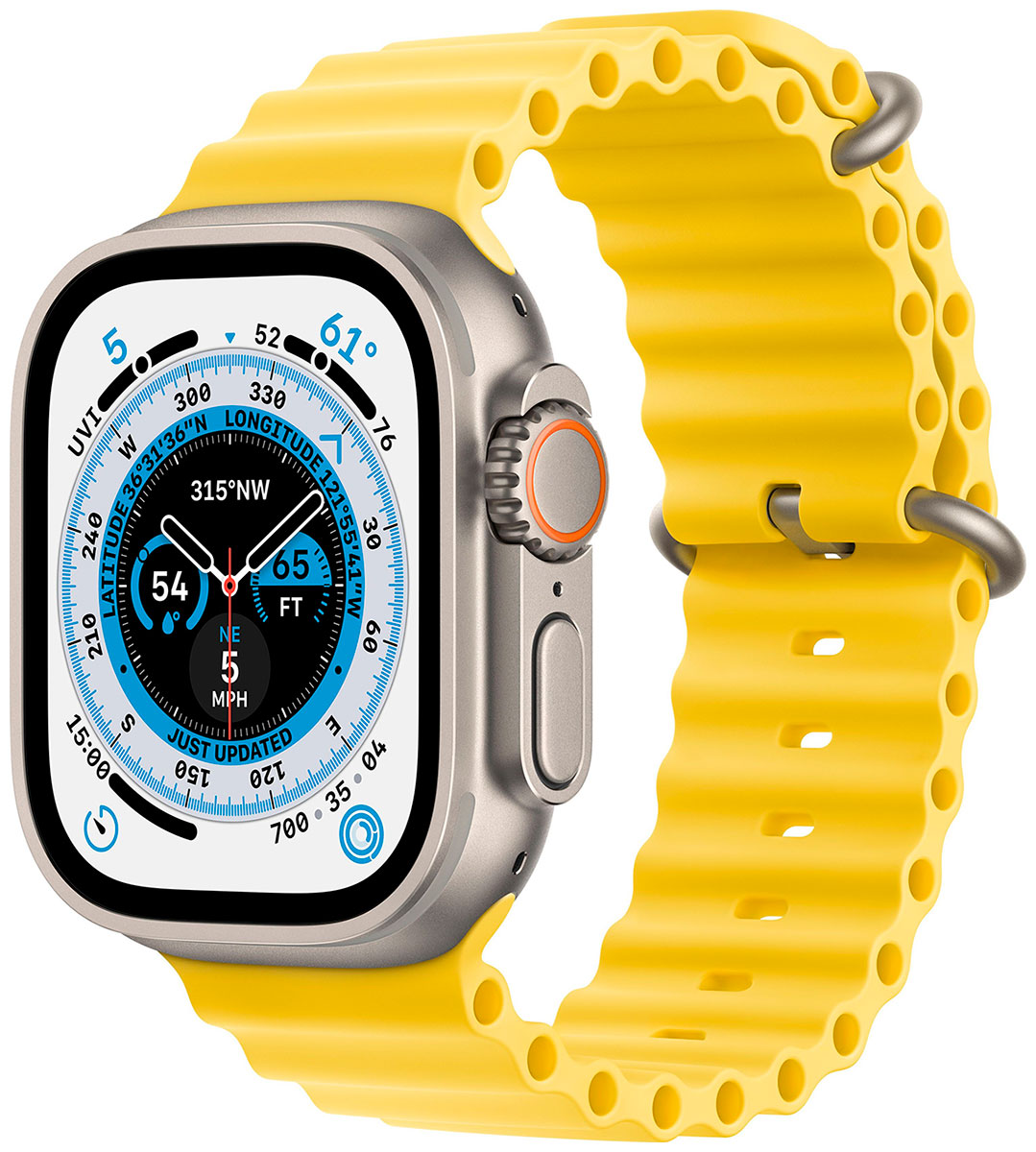 Умные часы Apple Watch 8Ultra GPS + Cellular 49mm Titanium Case спортивный ремешок цвета желтый океан 49 мм (MNH93LL/A)