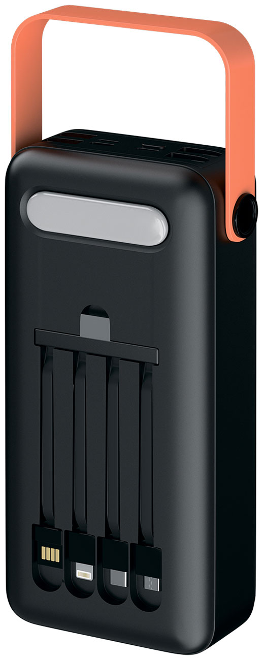 АКБ Red Line RP-67, 40000 mAh, с фонариком и встроенными кабелями, черный