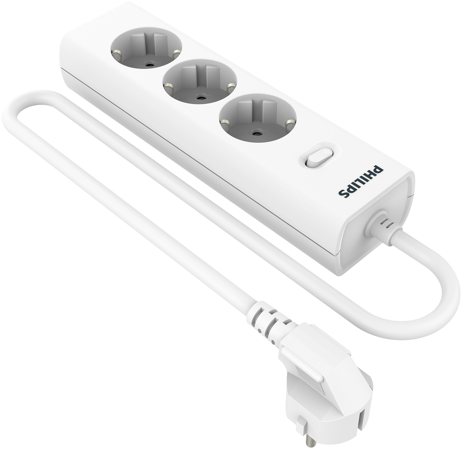 Сетевой фильтр Philips 3 розетки, кабель - 2 м, белый
