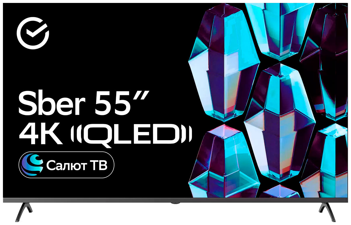 Телевизор Sber SDX-55UQ5235, экран 55 дюймов, разрешение 3840х2160, титан