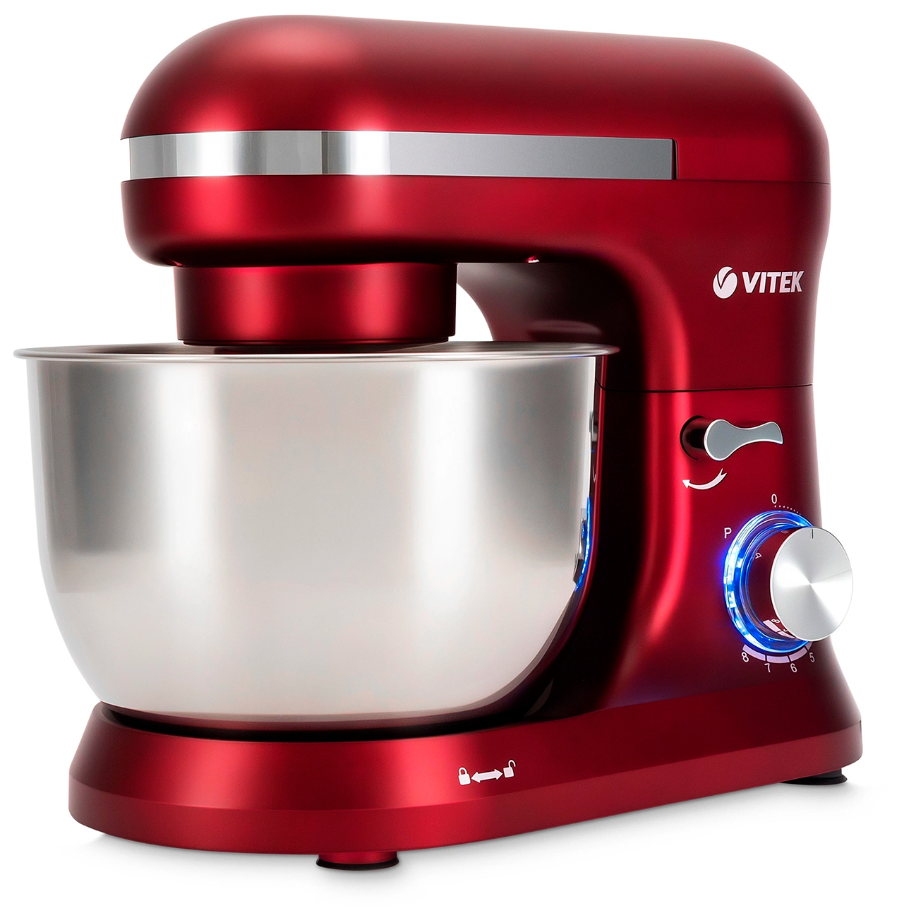 Миксер планетарный Vitek VT-PM0111, 1500 Вт, вишневый