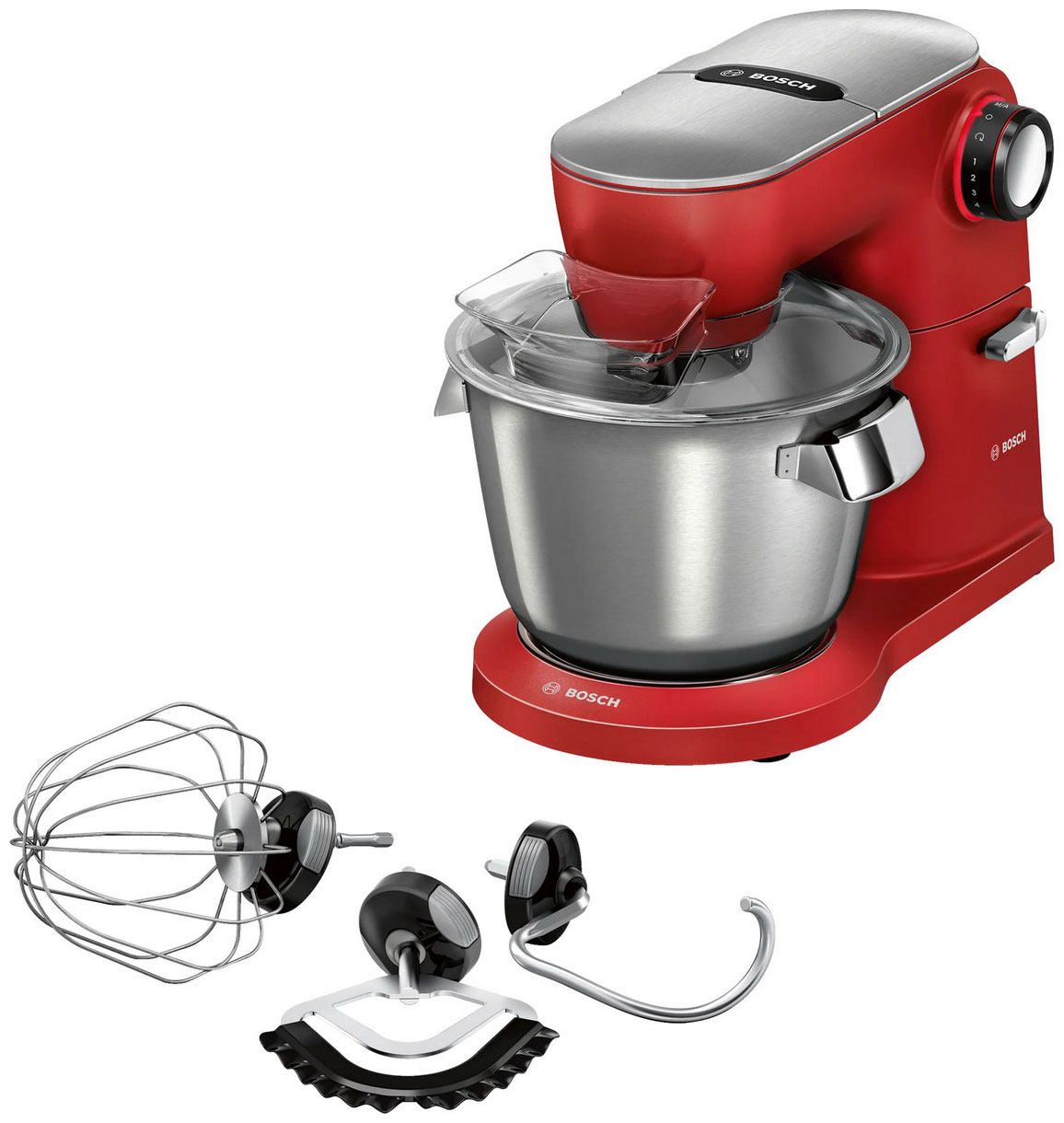 Кухонная машина Bosch MUM9A66R00, три насадки, 7 скоростей, красный