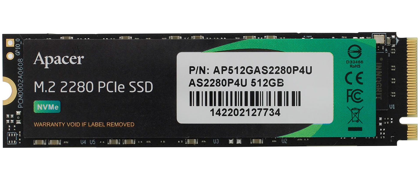 SSD накопитель Apacer AS2280P4 M.2 512 Гб PCIe 3D NAND (AP512GAS2280P4U-1)
