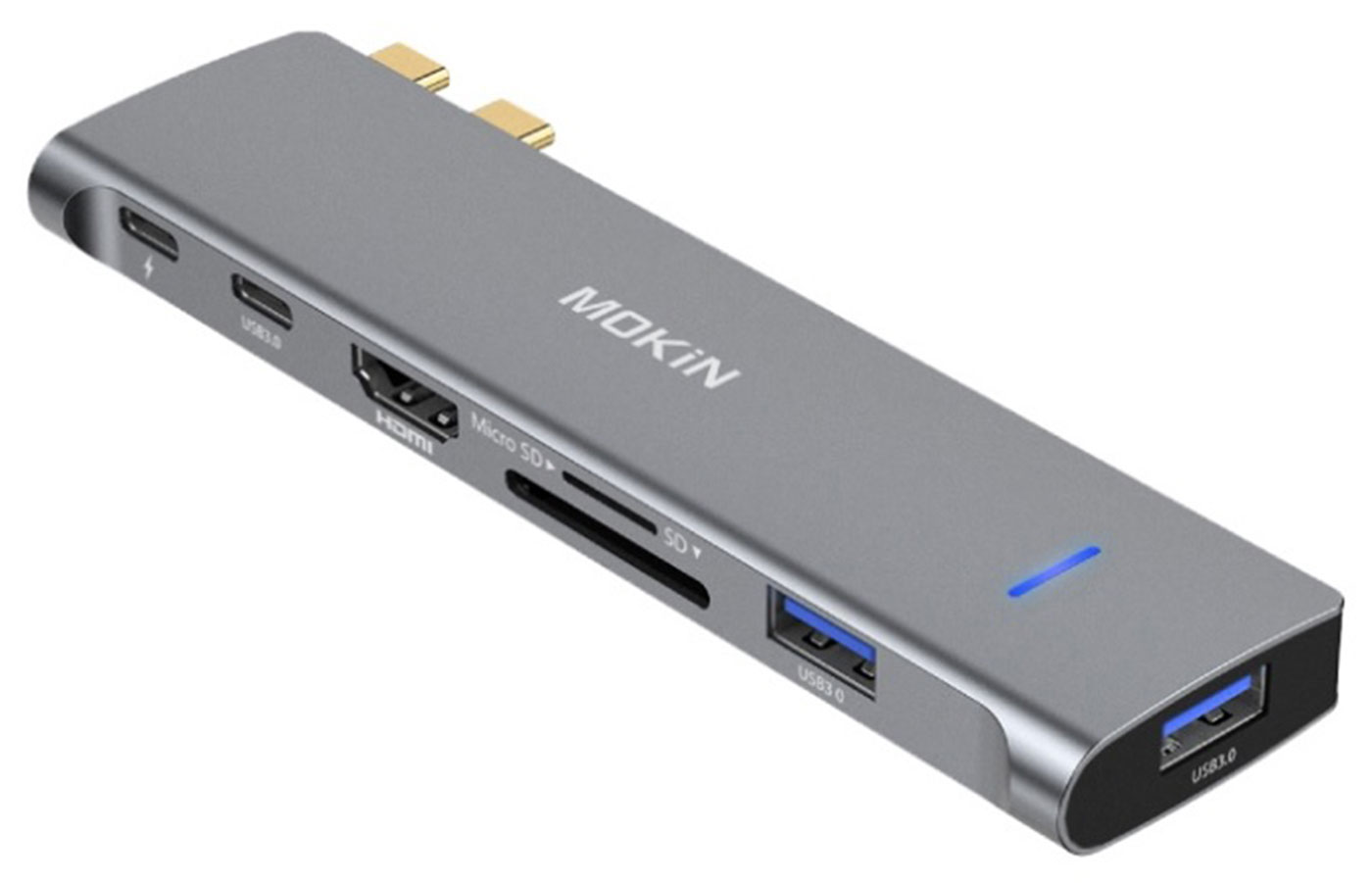 Универсальный адаптер Mokin MOUC2206, HDMI, USB C, USB A x 2, USB C PD, RJ45, SD/Micro SD, Type C