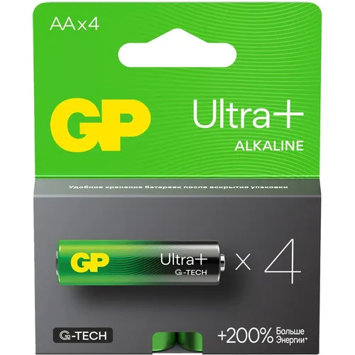 AA Батарейка GP Ultra Plus Alkaline 15AUPA21-2CRSB4, 4 шт.