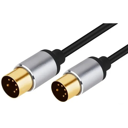 Кабель соединительный аудио PREMIER 5-351 1.5, DIN 5-pin (m) - DIN 5-pin (m), медный, 1.5м, GOLD, черный/серый