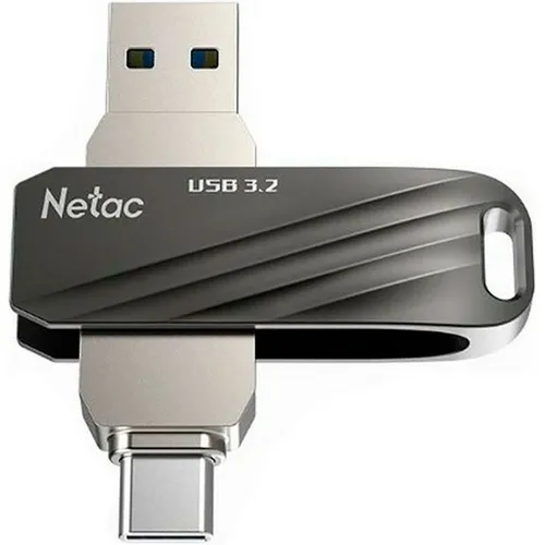 Флешка USB NETAC US1 128ГБ, USB3.2, черный и серебристый [nt03us11c-128g-32bk]