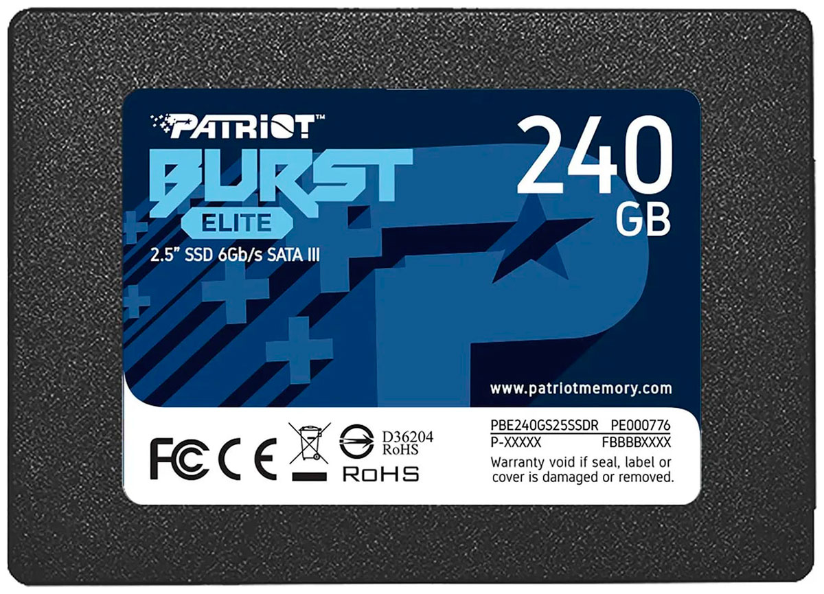 Накопитель SSD Patriot Memory 2.5 Burst Elite 240 Гб SATA III (PBE240GS25SSDR)