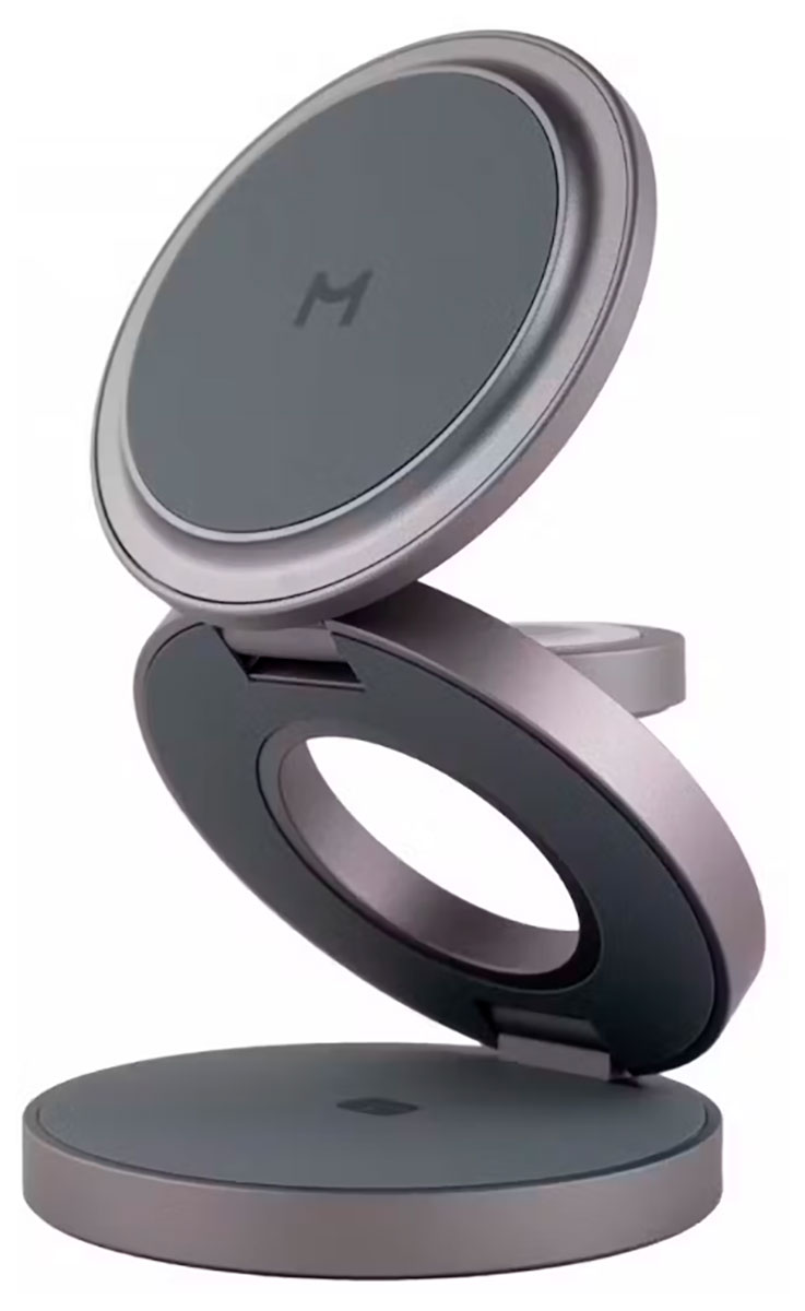 Складное беспроводное зарядное устройство Magssory Disc Signature Edition 3 в 1 для Samsung, с магнитами, midnight (WCH053)