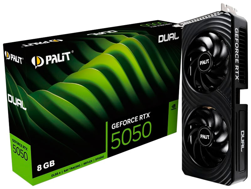 Видеокарта Palit GeForce RTX 5050 Dual 8Gb (NE65050019P1-GB2070D)