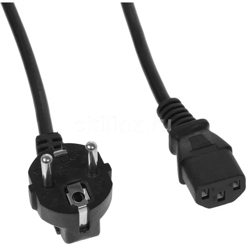 Кабель сетевой KINGPRICE KP-PC-Euro-C13-3m, Евровилка (угловой) - IEC C13 (прямой), 3м, черный