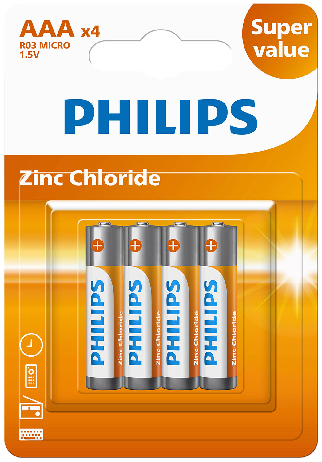 Батарейки цинково-хлоридные Philips Greatlife, 4AAA, в блистере (R03G4B/97)