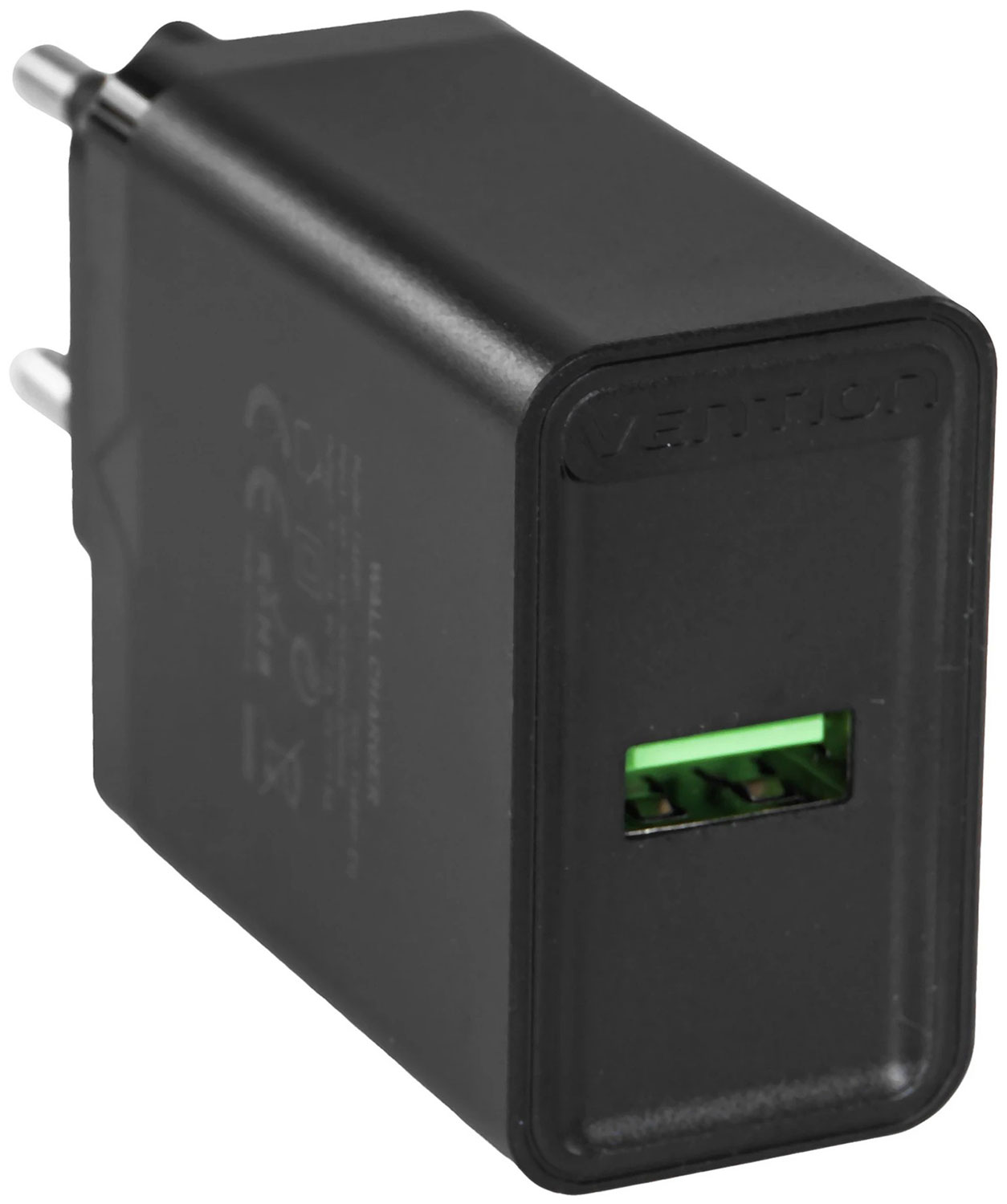 Сетевое зарядное устройство Vention на 1 порт USB A, QC 3.0 2.4A, черный (FABB0-EU)