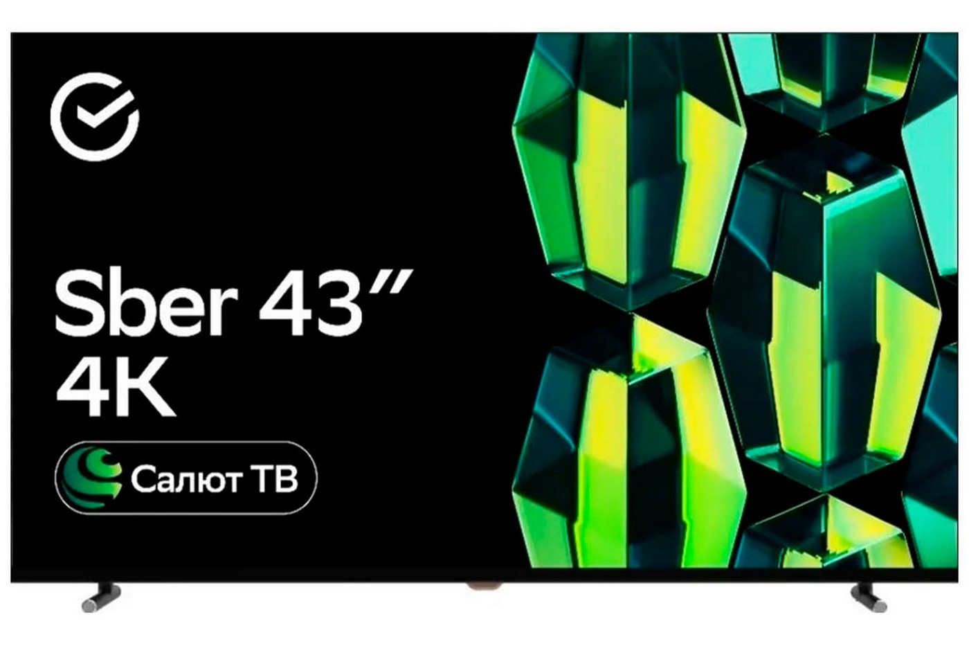 Телевизор Sber SDX-43U4124, экран 43 дюйма, 3840х2160, Салют ТВ, черный