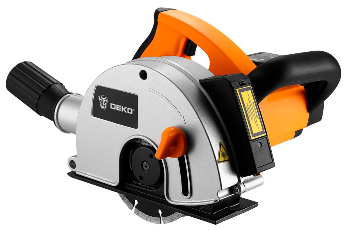 Штроборез Deko DKWC1800W, 125 мм, 1800 Вт лазерный указатель, черно-желтый