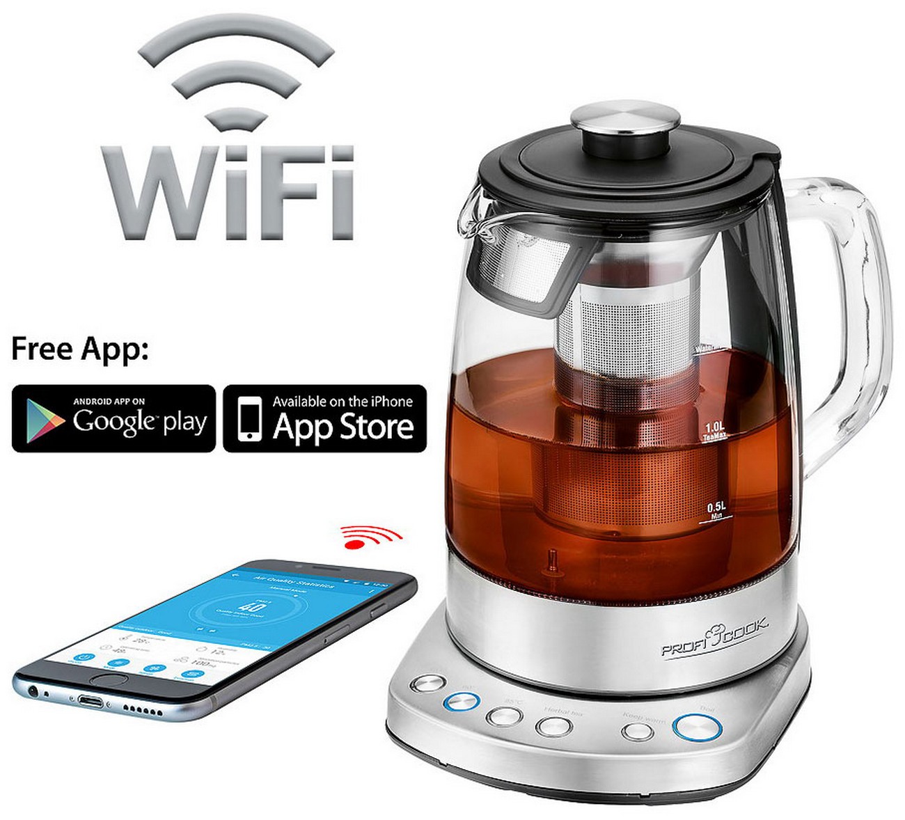 Чайник электрический Profi Cook PC-WKS 1167 G, регулировка температуры
