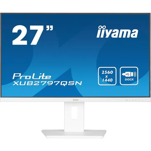 27" Монитор Iiyama ProLite XUB2797QSN-W2, 2560x1440, IPS, 100Гц, 1хHDMI, 1хDP, белый