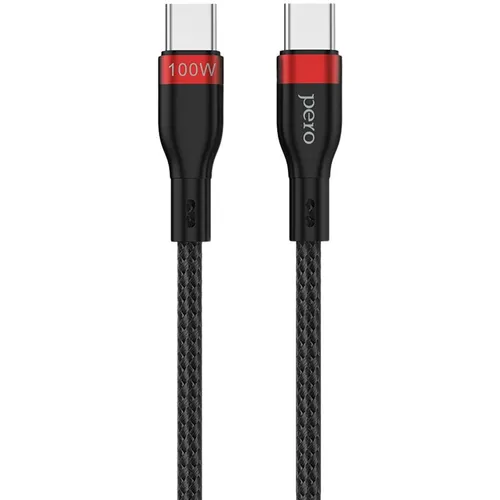 Кабель PERO DC-10, USB Type-C (m) - USB Type-C (m), 5A, черный [prdc-10ttb]