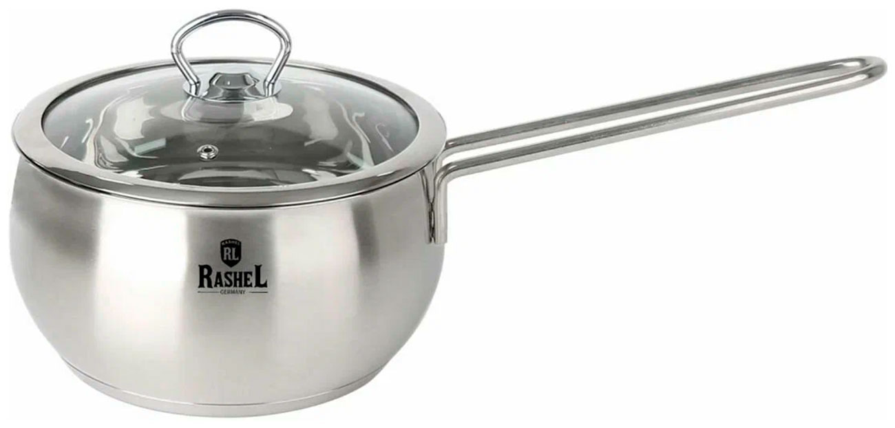 Ковш Rashel R-10/15s, 1.5л, из нержавеющей стали, со стеклом. кр. 16х8 см
